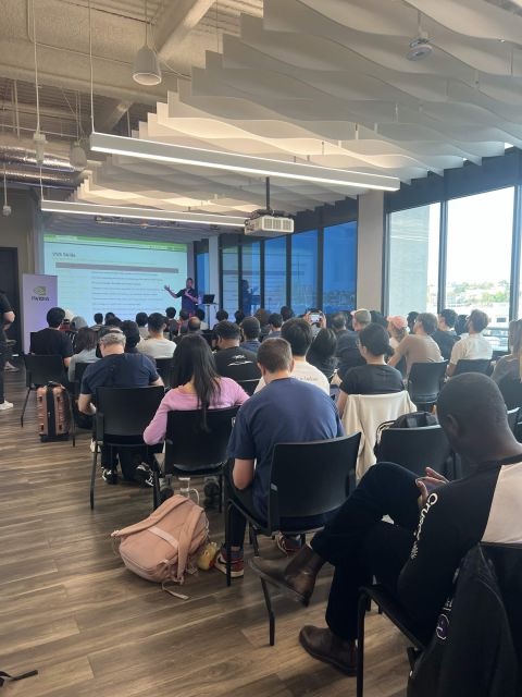 Full room for an NVIDIA talk at the Seattle Spark Hackathon